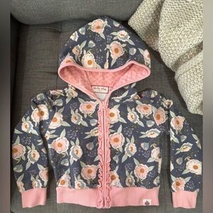 Cheeky Plum floral zip-up hoodie size 5T